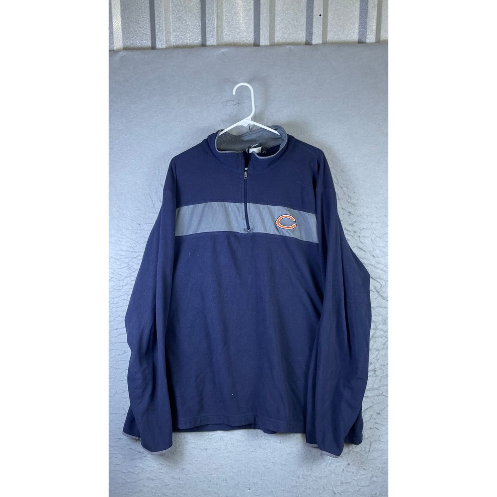 NFL Team Apparel Chicago Bears Pullover Mens XL Blue Good Fleece 1/4 Zip 14084